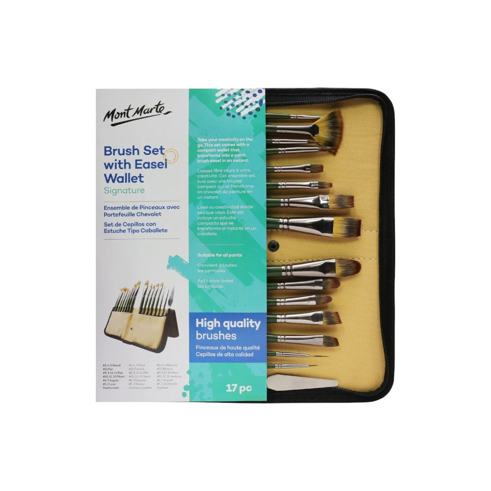 Mont Marte Signature Brush Set with Easel Wallet - 17pc Mont Marte